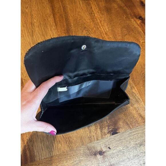 VTG Handmade Hong Kong Womens Evening Bag Clutch Purse Black Beaded Sparkly - Picture 4 of 8